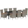 Trädgårdsstolar med dynor med kudde 9 pcs Grå vidaXL 200 x 80 x 73 cm – miniatyr 2
