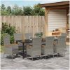 Trädgårdsstolar med dynor med kudde 9 pcs Grå vidaXL 200 x 80 x 73 cm – miniatyr 4