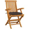 Trädgårdsstolar med dynor taupe 3 st massiv teak vidaXL – miniatyr 2