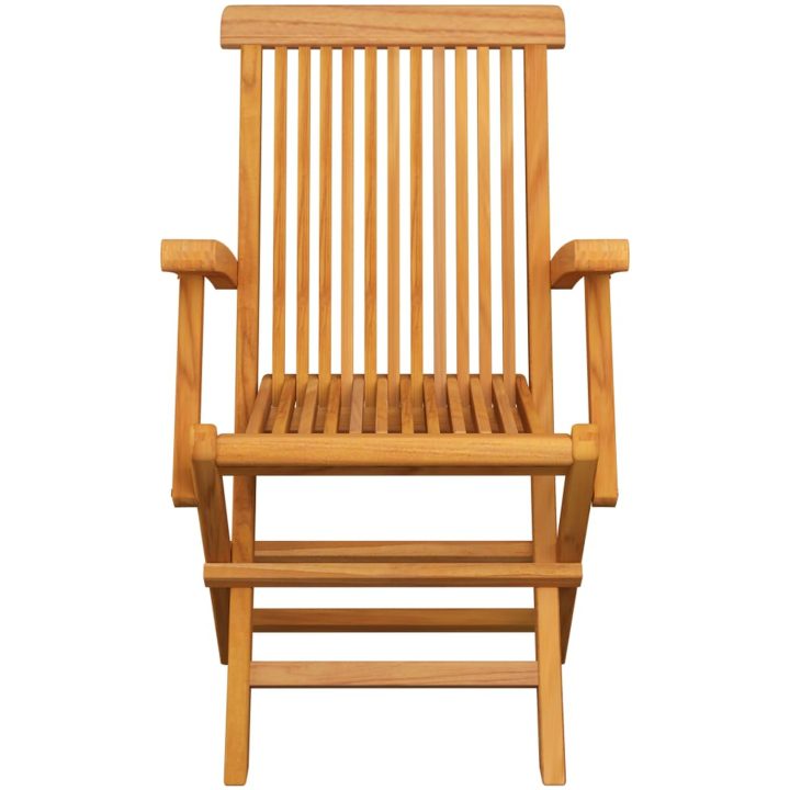 Trädgårdsstolar med dynor taupe 3 st massiv teak vidaXL – bild 10