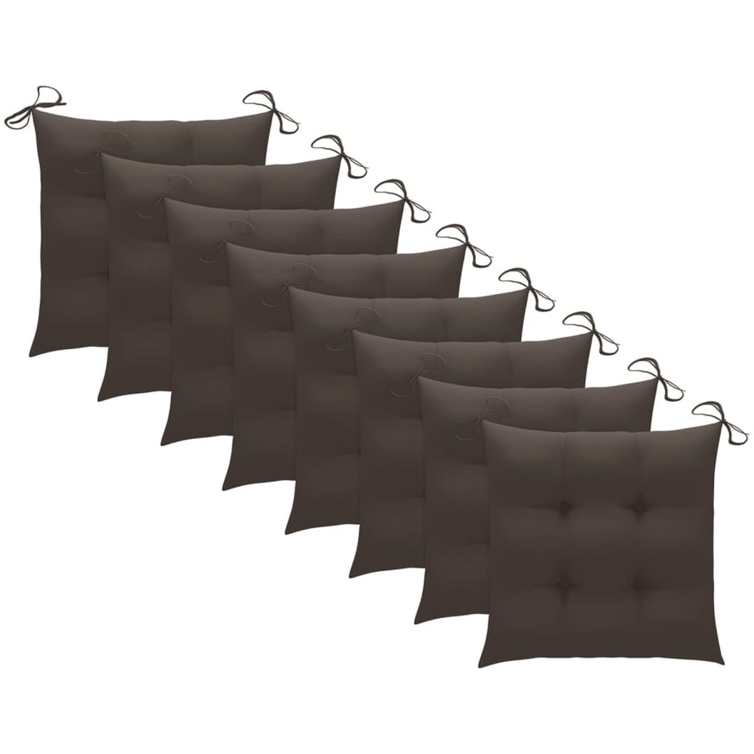 Trädgårdsstolar med dynor taupe 8 st massiv teak vidaXL – bild 7