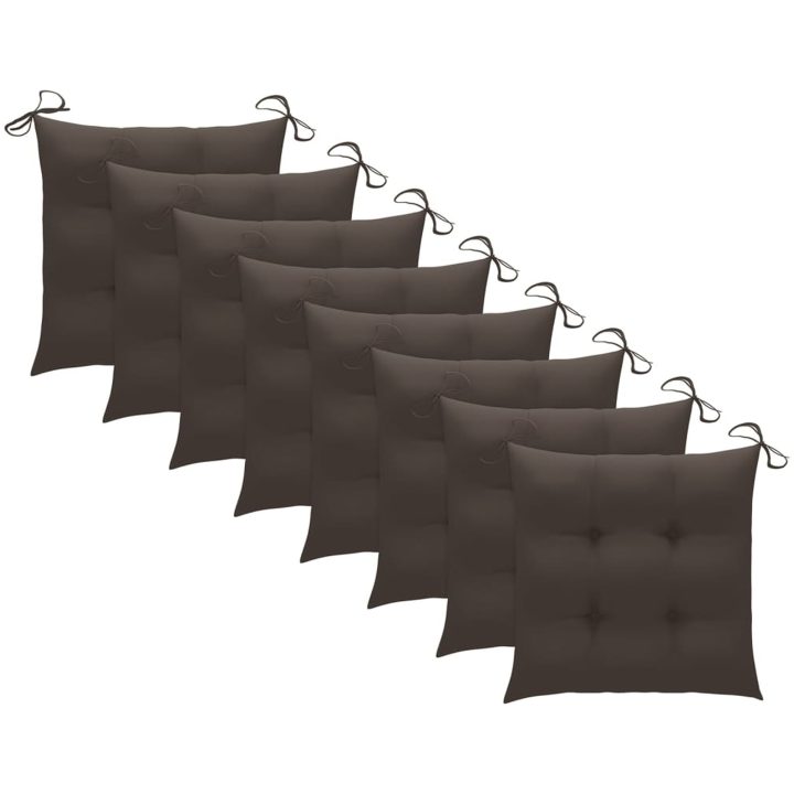 Trädgårdsstolar med dynor taupe 8 st massiv teak vidaXL – bild 7
