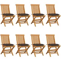 Trädgårdsstolar med dynor taupe 8 st massiv teak vidaXL