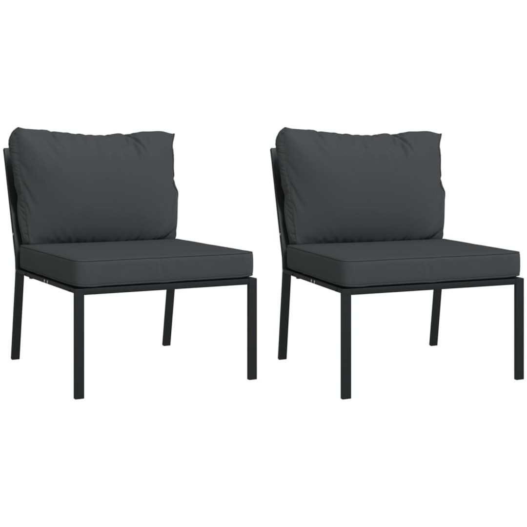 Trädgårdsstolar med grå dynor 2 st 60x74x79 cm stål vidaXL – bild 2