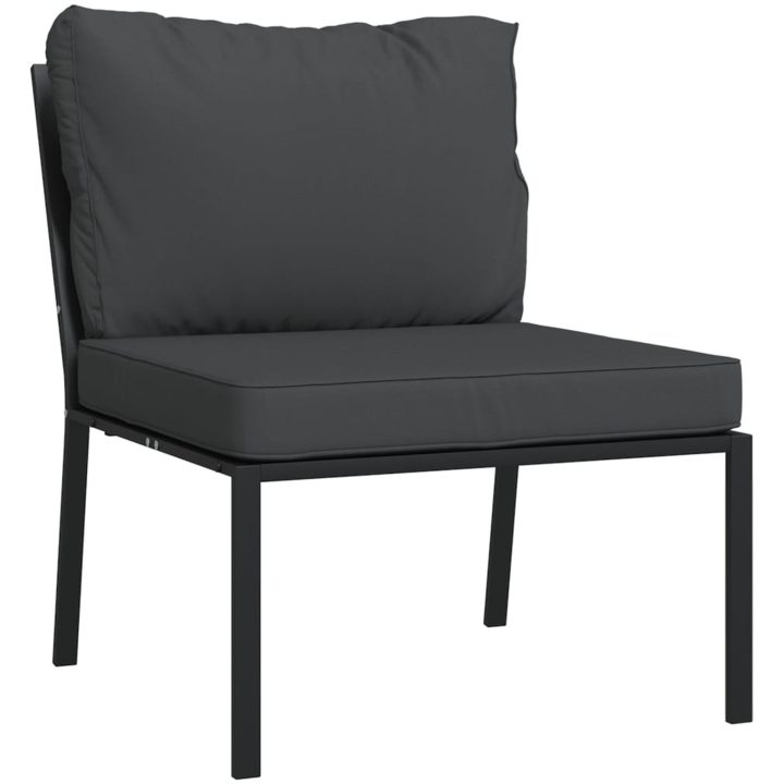 Trädgårdsstolar med grå dynor 2 st 60x74x79 cm stål vidaXL – bild 3