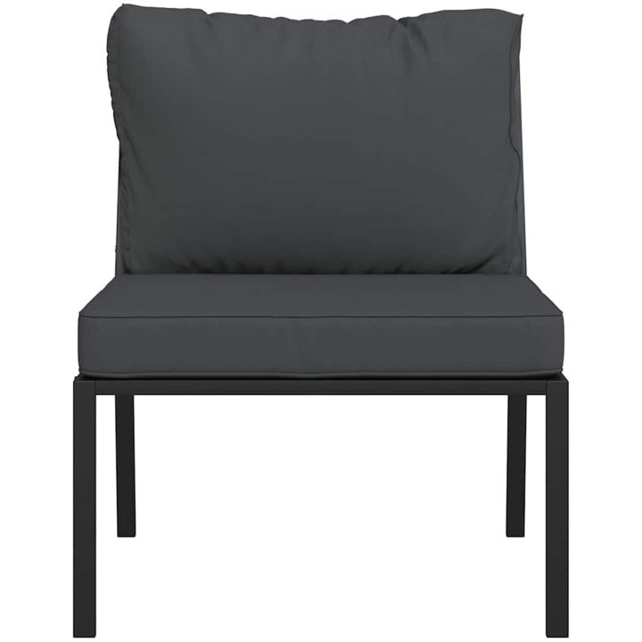 Trädgårdsstolar med grå dynor 2 st 60x74x79 cm stål vidaXL – bild 4