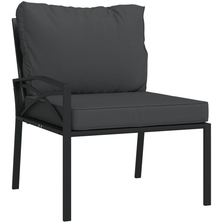 Trädgårdsstolar med grå dynor 2 st 62x75x79 cm stål vidaXL – bild 3