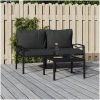 Trädgårdsstolar med grå dynor 2 st 62x75x79 cm stål vidaXL – miniatyr 1