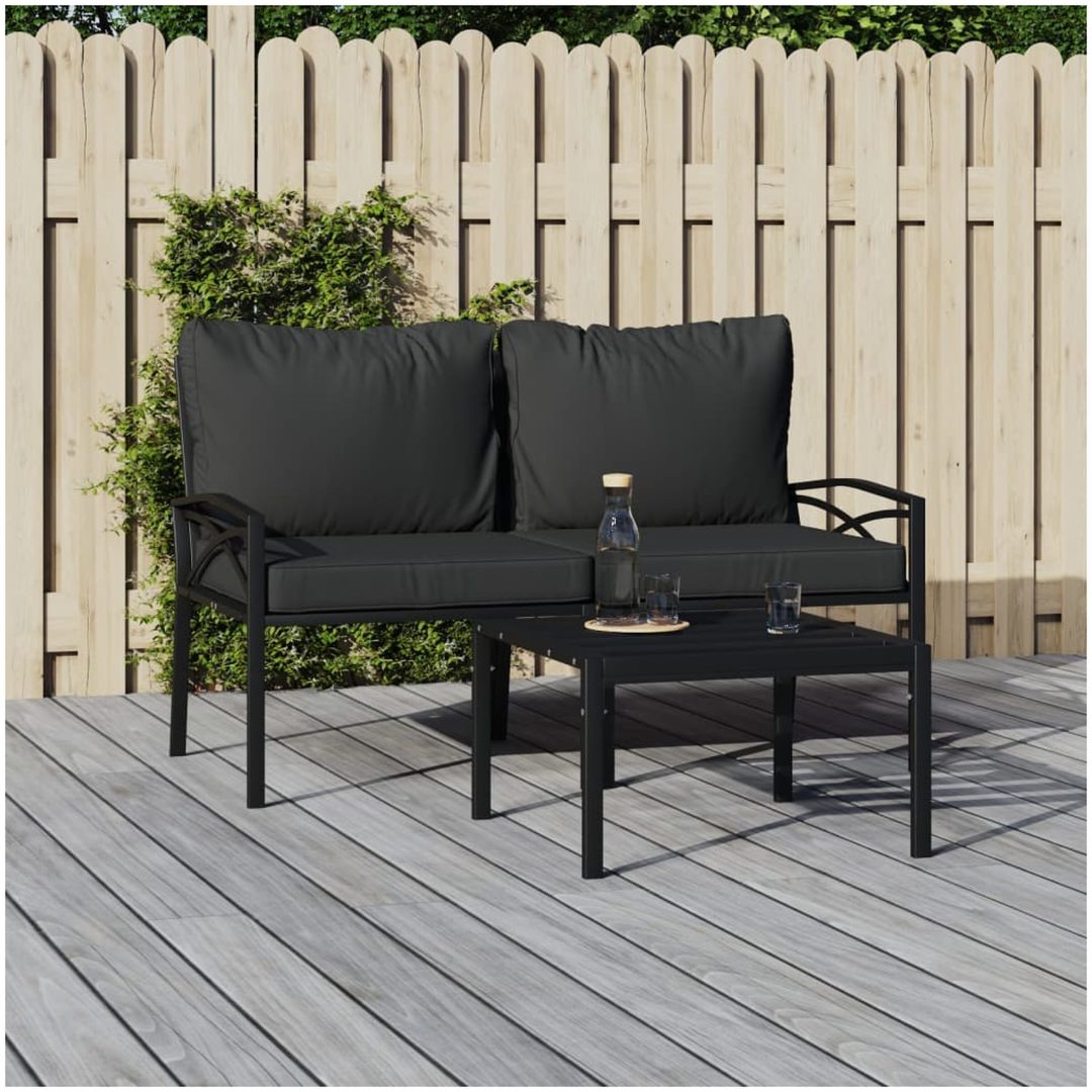 Trädgårdsstolar med grå dynor 2 st 62x75x79 cm stål vidaXL