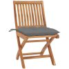 Trädgårdsstolar med gråa dynor 2 st massiv teak vidaXL – miniatyr 2
