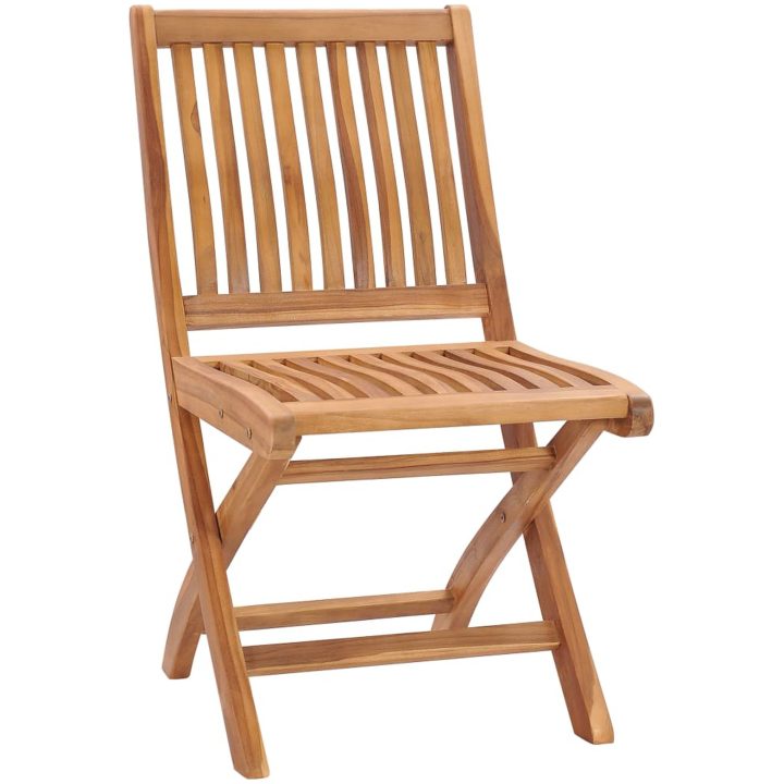 Trädgårdsstolar med gråa dynor 2 st massiv teak vidaXL – bild 3
