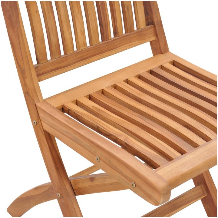 Trädgårdsstolar med gråa dynor 2 st massiv teak vidaXL – bild 5
