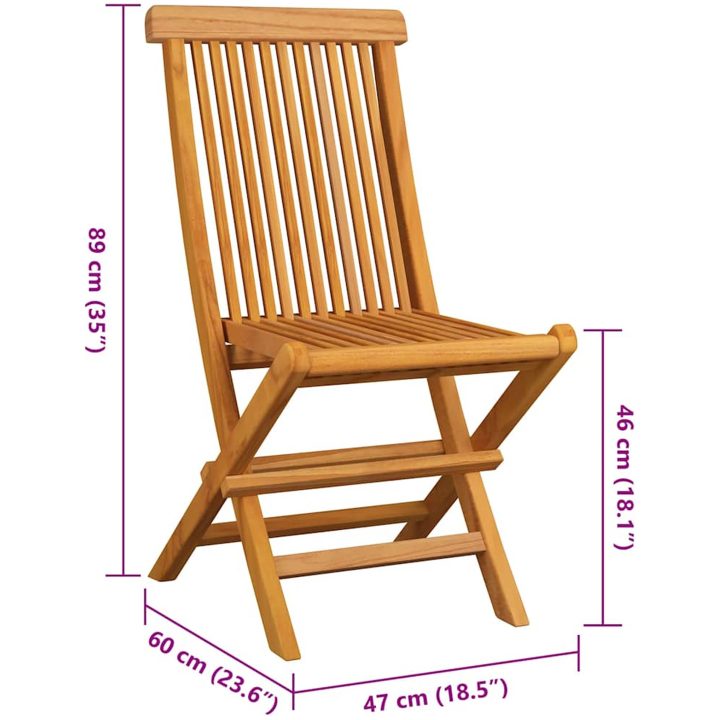 Trädgårdsstolar med gråa dynor 6 st massiv teak vidaXL – bild 11
