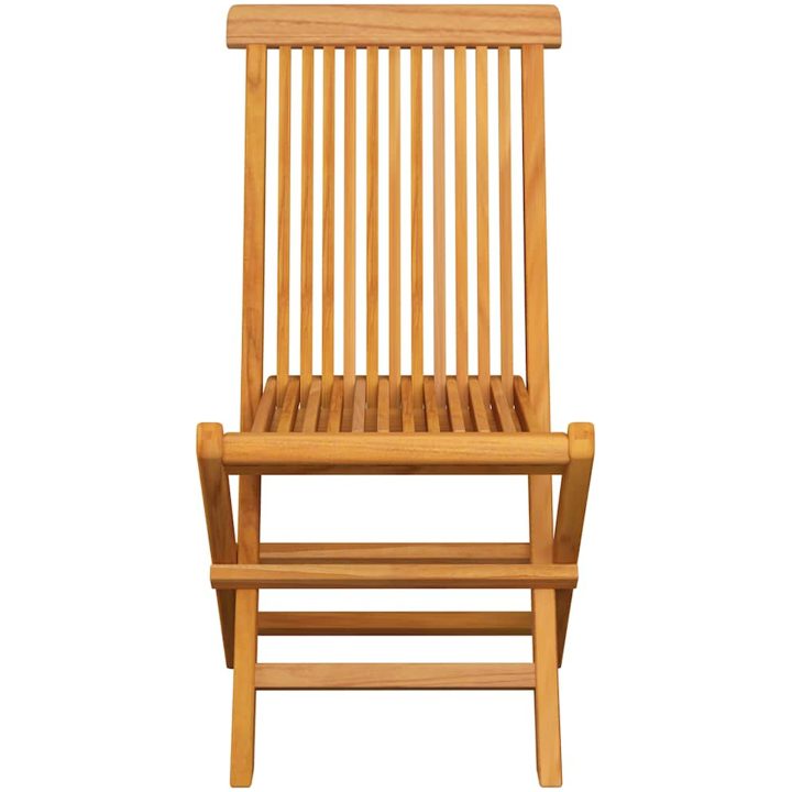 Trädgårdsstolar med gråa dynor 6 st massiv teak vidaXL – bild 4