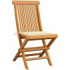 Trädgårdsstolar med gräddvita dynor 2 st massiv teak vidaXL – miniatyr 2