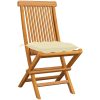 Trädgårdsstolar med gräddvita dynor 8 st massiv teak vidaXL – miniatyr 3