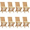 Trädgårdsstolar med gräddvita dynor 8 st massiv teak vidaXL – miniatyr 1