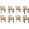 Trädgårdsstolar med grårutiga dynor 8 st massiv teak vidaXL – miniatyr 1