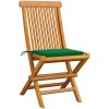Trädgårdsstolar med gröna dynor 6 st massiv teak vidaXL – miniatyr 2