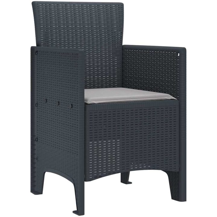 Trädgårdsstolar med kuddar 2 st Antracit Poly Rattan vidaXL 53 x 49 x 85 cm – bild 4