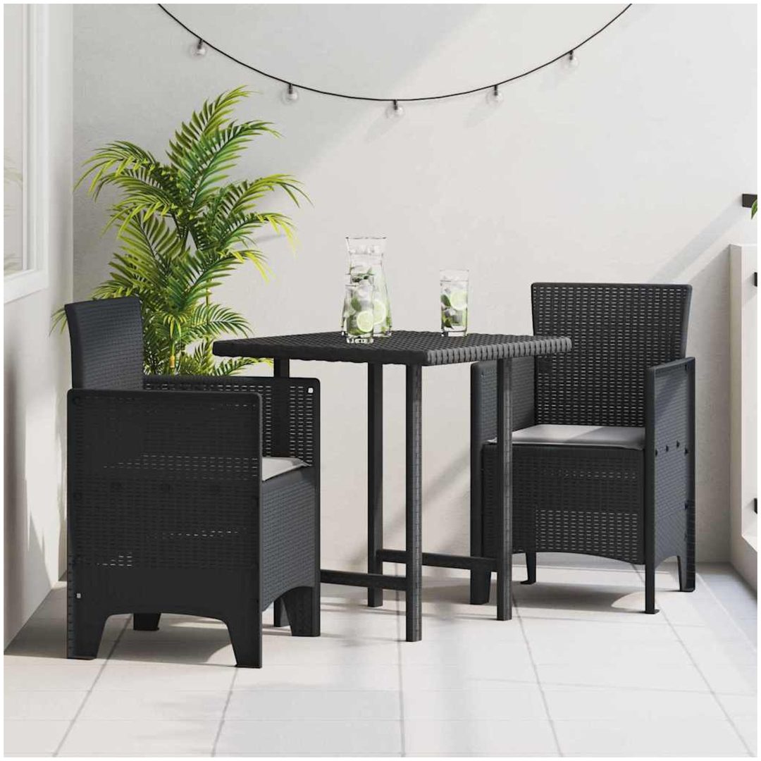 Trädgårdsstolar med kuddar 2 st Antracit Poly Rattan vidaXL 53 x 49 x 85 cm