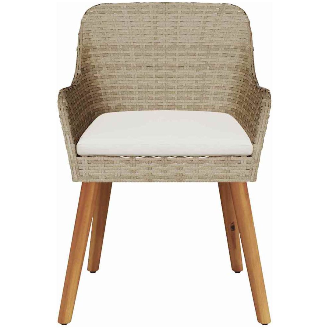 Trädgårdsstolar med Kuddar 2 st Beige Poly Rattan vidaXL Medium – bild 5
