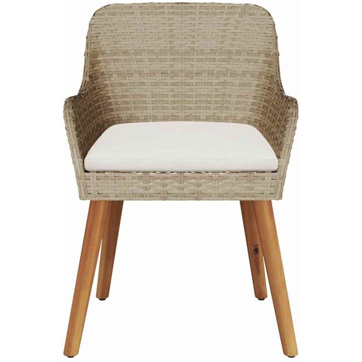 Trädgårdsstolar med Kuddar 2 st Beige Poly Rattan vidaXL Medium – bild 5