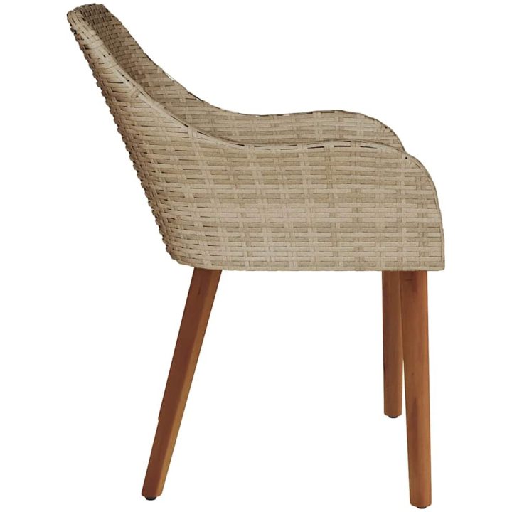 Trädgårdsstolar med Kuddar 2 st Beige Poly Rattan vidaXL Medium – bild 6