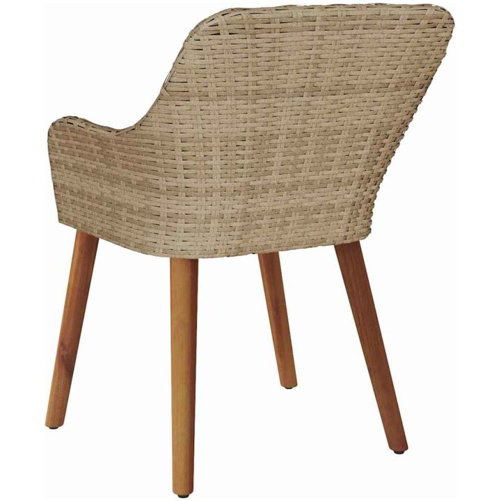 Trädgårdsstolar med Kuddar 2 st Beige Poly Rattan vidaXL Medium – bild 7
