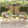 Trädgårdsstolar med Kuddar 2 st Beige Poly Rattan vidaXL Medium – miniatyr 1