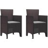 Trädgårdsstolar med kuddar 2 st Brun Poly Rattan vidaXL 53 x 49 x 85 cm – miniatyr 2