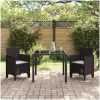 Trädgårdsstolar med kuddar 2 st Brun Poly Rattan vidaXL 53 x 49 x 85 cm – miniatyr 3
