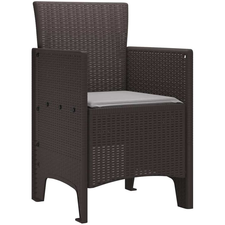Trädgårdsstolar med kuddar 2 st Brun Poly Rattan vidaXL 53 x 49 x 85 cm – bild 4