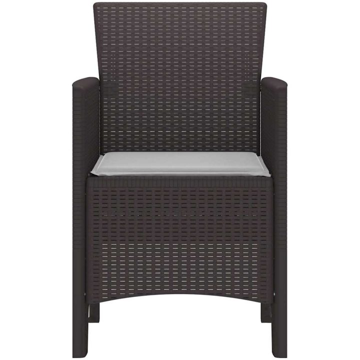 Trädgårdsstolar med kuddar 2 st Brun Poly Rattan vidaXL 53 x 49 x 85 cm – bild 6