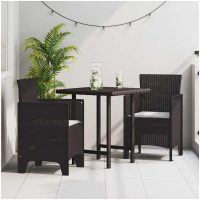 Trädgårdsstolar med kuddar 2 st Brun Poly Rattan vidaXL