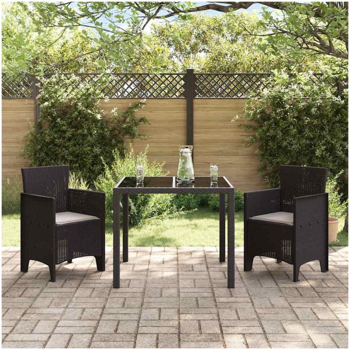 Trädgårdsstolar med Kuddar 2 st Bruna Poly Rattan vidaXL Standard – bild 3