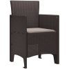 Trädgårdsstolar med Kuddar 2 st Bruna Poly Rattan vidaXL Standard – miniatyr 4