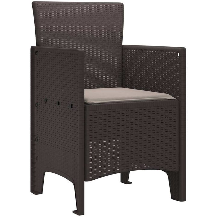 Trädgårdsstolar med Kuddar 2 st Bruna Poly Rattan vidaXL Standard – bild 4