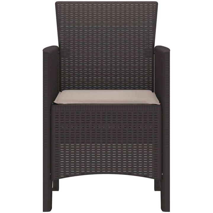 Trädgårdsstolar med Kuddar 2 st Bruna Poly Rattan vidaXL Standard – bild 5