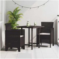 Trädgårdsstolar med Kuddar 2 st Bruna Poly Rattan vidaXL