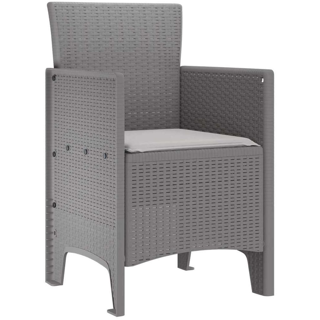 trädgårdsstolar med kuddar 2 st Ljusgrå Konstrotting vidaXL 53 x 49 x 85 cm – bild 4