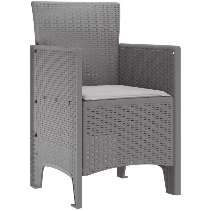 trädgårdsstolar med kuddar 2 st Ljusgrå Konstrotting vidaXL 53 x 49 x 85 cm – bild 4