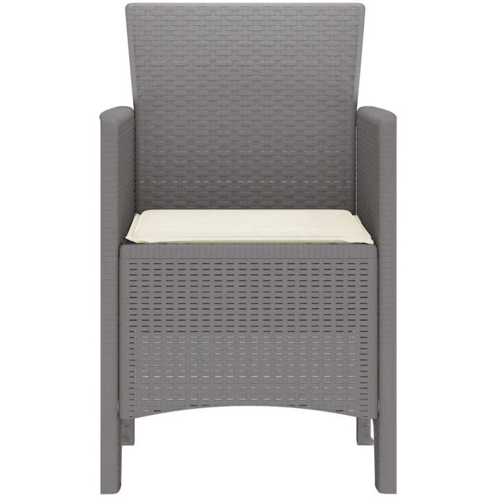 Trädgårdsstolar med kuddar 2 st Ljusgrå Poly Rattan vidaXL 53 x 49 x 85 cm – bild 6