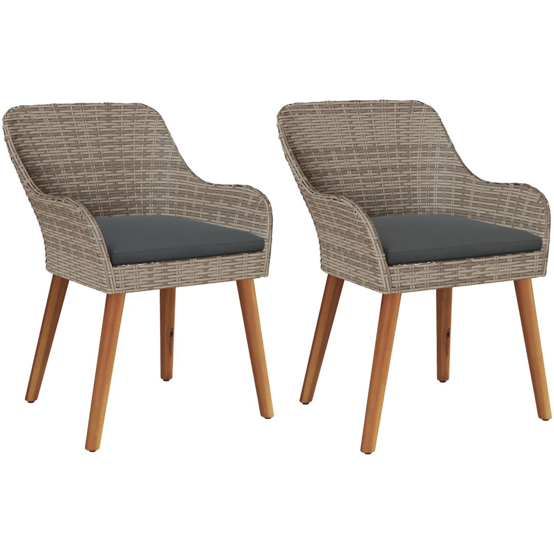 Trädgårdsstolar med Kuddar 2 st Svart Poly Rattan vidaXL Standard – bild 2