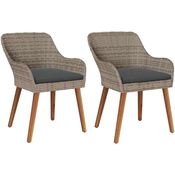Trädgårdsstolar med Kuddar 2 st Svart Poly Rattan vidaXL Standard – bild 2