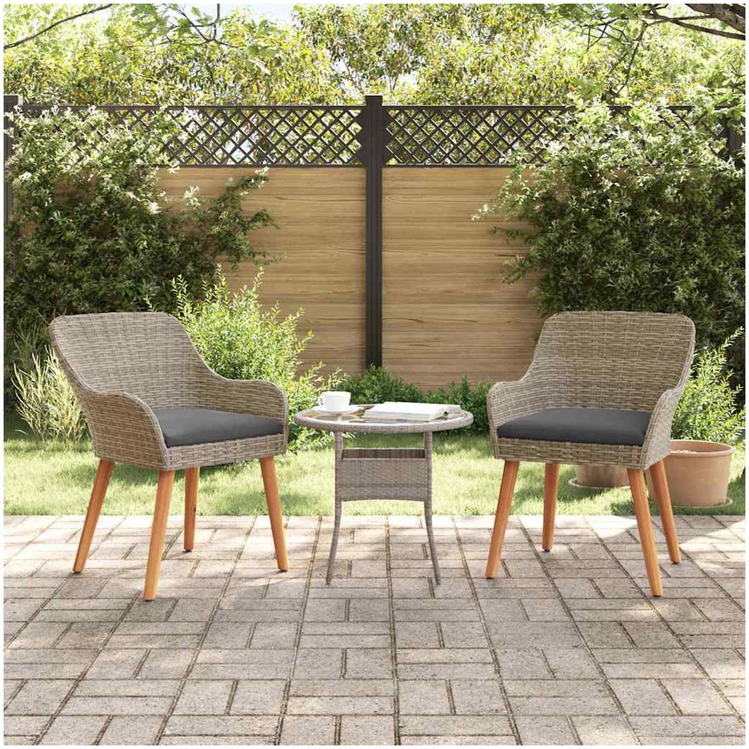 Trädgårdsstolar med Kuddar 2 st Svart Poly Rattan vidaXL Standard
