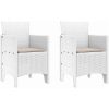 Trädgårdsstolar med Kuddar 2 st Vit Poly Rattan vidaXL 53 x 49 x 85 cm – miniatyr 2