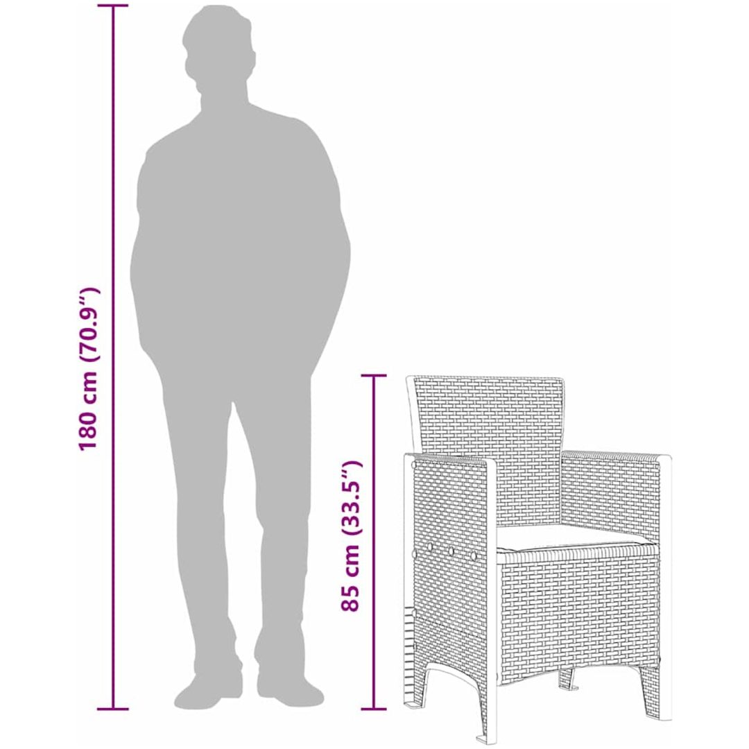 Trädgårdsstolar med Kuddar 2 st Vit Poly Rattan vidaXL 53 x 49 x 85 cm – bild 12