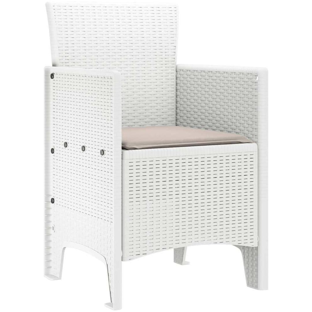 Trädgårdsstolar med Kuddar 2 st Vit Poly Rattan vidaXL 53 x 49 x 85 cm – bild 4