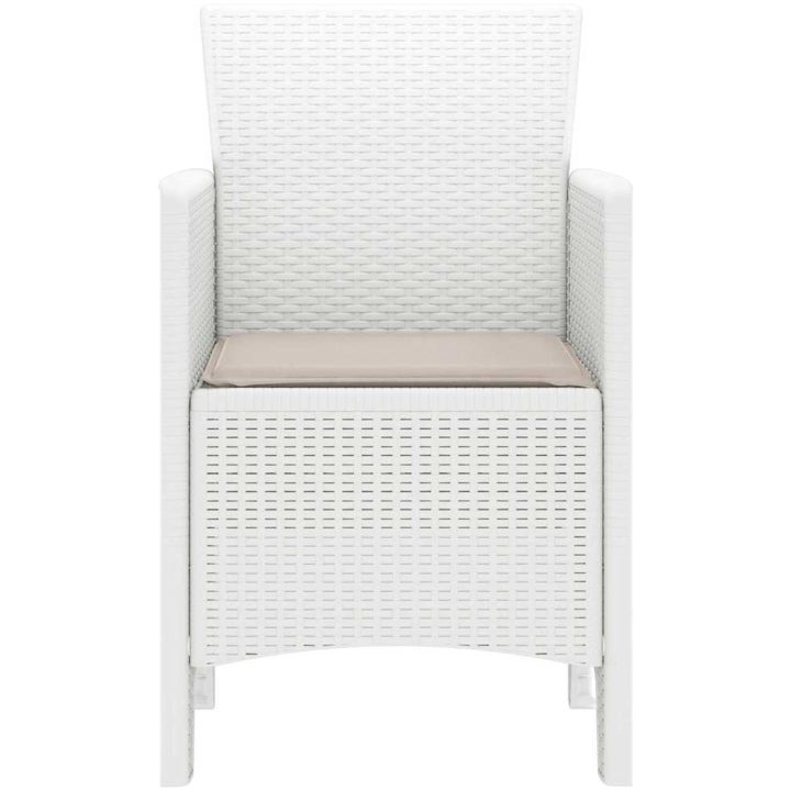 Trädgårdsstolar med Kuddar 2 st Vit Poly Rattan vidaXL 53 x 49 x 85 cm – bild 6